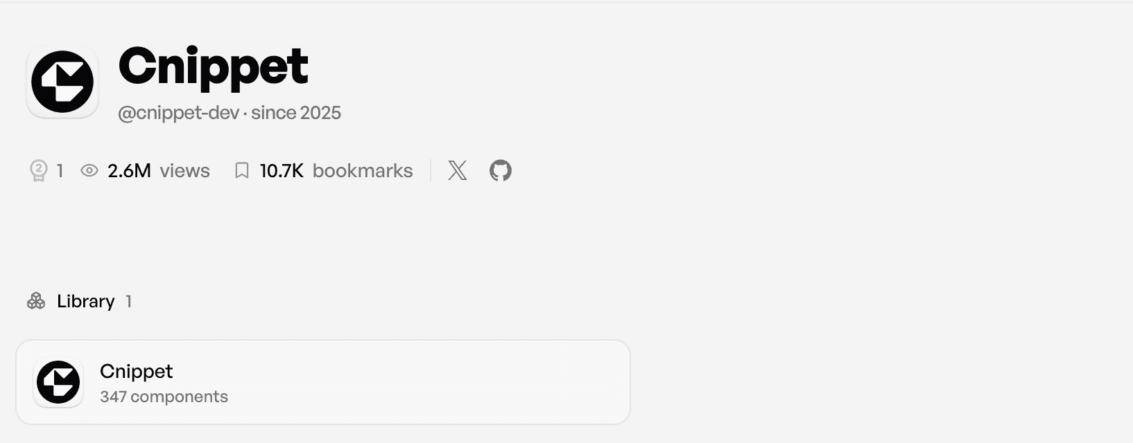 Cnippet ecosystem page showing UI, Blocks and Dashboard layers